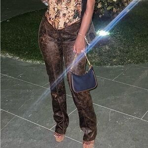 Brown Faux Leather Pants